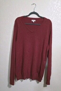 Sonoma Life & Style Sweater 100% Cotton Large Rust Orange Lightweight Pullover